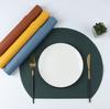 Impermeável e à prova de óleo semicírculo pu couro placemat cor sólida ins vento calor isolamento tapete hotel bens domésticos placemat