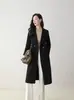 Nuevo abrigo de lana de doble cara elegante para otoño e invierno que ciñe la cintura, chaqueta de lana de longitud media