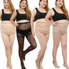 Meia-calça de verão plus size alongada sexy preta para pessoas com sobrepeso mm300 kg cintura alta anti-puxão seda