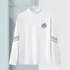 Envio RápidoCamiseta Masculina de Manga Longa com Gola Alta Meia e Tecido Térmico Dupla Face, Peça Básica da Moda para o Outono