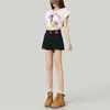Shorts Jeans Preto Desfiado Estilo Retrô Americano para Mulheres, Novo Estilo de Verão, Cintura Alta, Emagrecedor, Hot Pants em Linha A para Figuras Baixas