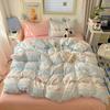 Juego de cuatro piezas de algodón lavado Estilo de dibujos animados Sábanas estampadas Juego de tres piezas Dormitorio de estudiantes Agradable para la piel Verano Sábanas ajustables Ropa de cama
