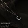 Collar de Luna Creciente de Plata 925 Diseño Nicho ins para Mujer Cadena de Clavícula de Estilo Frío Trendy Celebridad de Internet Cadena de Cuello Simple Elegante