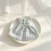 Ropa para muñeca gatita de piernas largas, ropa para muñeca labubu, overol a cuadros, tirantes, vestimenta para muñeca mini