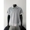 Camiseta de Manga Corta a Cuadros con Solapa Falsa de Dos Piezas para Hombre de Amazon, Ropa Holgada de Media Manga para Verano, Camiseta Pesada de Estilo Americano de Moda