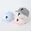 Gorro de Bebé Primavera y Otoño Estilo Coreano Rayado Unisex Gorra de Béisbol Infantil con Letras Diseño Simple Sombrero para el Sol para Bebés