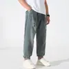 Jeans Rasgado Masculino Plus Size de Verão Novo com Cintura Elástica, Calça Jogger Solta Tendência Retro Stretch