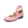 Nueva banda elástica tira punta cuadrada zapatos de mujer para primavera y otoño tacón cuadrado tacón medio zapatos de una sola capa 40-48 talla grande zapatos de comercio exterior