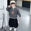 Suéter Masculino Gola V Outono e Inverno Estilo Coreano Tricô Infantil Pulôver Grosso para Bebês e Crianças Pequenas Roupas de Outono da Moda