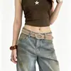 Cinturón tachonado estilo Maillard vintage para mujer, adelgazante y favorecedor para la cintura, adecuado para combinar con faldas, exuda un estilo de chica hot americana con estilo, en stock