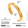 Pulseira Larga Aberta em Aço Inoxidável Banhado a Ouro 18K Europeia e Americana Transfronteiriça Ondulada Martelada Pulseira Nicho de Alta Qualidade