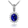 Xiaohongshu Kuaishou Douyin Influenciador Live Colar Banhado a Prata Pedra de Alto Carbono Diamante Quadrado Gota Pera Formato Pingente Feminino Atacado