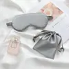 Set de dos piezas: antifaz de seda sintética de doble cara para dormir y bolsa con cordón, antifaz de seda auténtica bloqueador de luz y transpirable, venta al por mayor de fábrica