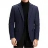 Blazer Corto de Lana para Hombre, Chaqueta de Dos Botones Individual para Otoño e Invierno, Traje de Lana de Corte Ajustado Casual de Negocios