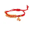 Pulseira de Fio Vermelho Tendência Nacional para o Ano do Cavalo com Moedas de Cobre, Pulseira Atratora de Riqueza e Giradora de Sorte, Acessórios para Presente de Feriado Atacado