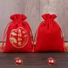 Venta directa bolsa roja bolsa de joyería Año Nuevo bolsa grande de la suerte bolsa de regalo Baifu bolsa con cordón de haz bolsa roja al por mayor