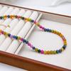 Nuevo Chino Original Verano Colorido Dopamina Turmalina Natural Arcoíris Collar Pulsera Todo-combinable Collar de Alta Gama para Mujer