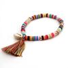 Pulsera de arcilla polimérica suave de color de joyería transfronteriza con colgante de borla de concha para damas Venta al por mayor de pulseras