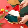Prato de Lanche Árvore de Natal em Cerâmica Personalizado, Bandeja Criativa para Uso Doméstico na Sala de Estar com Compartimentos, Prato de Lanches, Bandeja para Lanches e Frutas Secas