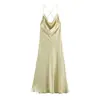 Estilo Europeo y Americano Transfronterizo Z Nueva Moda Elegante Ropa para Mujer Sexy Chica Caliente Vestido con Textura de Satén de Seda 2151100