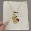 Collar de Calabaza Flor de Ventana Rojo Rosa, Nuevo Estilo Chino Versátil Hueco Cadena de Cuello Ligera de Lujo Elegante, Exquisita Cadena de Clavícula Personalizada
