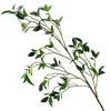 Planta Verde Artificial con Hoja Única de Árbol Banyan y Árbol de Té de Montaña, Planta de Rama Falsa Grande para Decoración del Hogar