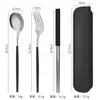 Popular Set de Cubiertos Portátil de Acero Inoxidable Alemán con Estuche, Set Portátil de Tres Piezas para una Persona para Viajes al Aire Libre