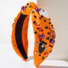 Nueva Diadema de Halloween para Mujer, Diadema Anudada con Perlas Incrustadas de Diamantes, Accesorios de Fantasma Calabaza, Accesorios Decorativos para el Cabello para las Fiestas al por Mayor