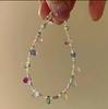 Pulseira de Lâmpada com Contas Coloridas Dopamina Prata Feminina Nicho Versátil Corrente para Clavícula Acessórios