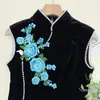 Parche de Tela Bordado con Lentejuelas de Flor Tridimensional Decoración Hecha a Mano para Ropa, Bolsos, Cheongsam, Accesorios Negros de Nuevo Estilo Chino
