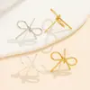 Aretes Geométricos Chapados en Cobre Oro Real 18K Corbata de Moño Pendientes Simples Europeos y Americanos Pendientes de Moño Minimalistas Accesorios para Pendientes DIY