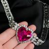 Collar de cadena de tenis multicapa con forma de corazón de cristal grande para mujer, collar de lujo para fiesta o boda, joyería de moda, regalo