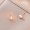 Pendientes vintage de plata con forma de aguja y perla de agua dulce natural para mujer, con cinco pétalos de flor, a la moda, originales, para uso diario, japoneses y coreanos.