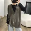 Chaleco de outerwear versátil de longitud media para mujer, estilo coreano Dongdaemun, otoño e invierno, chaleco de punto casual con cuello en V para mujer