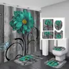 Cortina de Ducha para Baño Amazon Morado Floral Estampado Digital Poliéster Impermeable Serie de Flores Directo del Fabricante