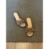 Sandalias de Tejido Retro con Moño y Tacón Alto, sin Cierre, Punta Abierta y Tacón Grueso, Zapatillas Elegantes de Estilo Francés para Usar al Aire Libre