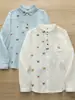 Camisa de manga larga estilo vintage, artística, bordada con mariposas, para mujer, con corte holgado, diseño de algodón puro y una capa exterior de gasa de algodón de doble capa.