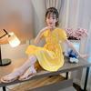 Vestido de Niña Vestido de Verano 2025 Nuevo Vestido Infantil Estilo Occidental Falda de Gasa Floral Cuello de Muñeca para Niños Medianos y Grandes Falda Larga