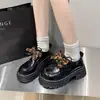 Mocassins de couro com cadarço femininos, novo modelo da primavera 2026, sola grossa, versáteis, estilo faculdade britânica, mocassins JK retrô