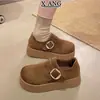 Edição em Couro Cobertura Total Solado Grosso Sapatos Birkenstock Sapatos Femininos 2026 Outono/Inverno Novo Estilo Plus Veludo Segunda Pele Sapatos Slip-on Mocassins