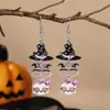 Nuevos aretes de Halloween más vendidos para mujer, diseño peculiar y exagerado, aretes divertidos de acrílico de fantasma y calabaza transfronterizos
