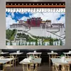 Palacio de Potala Tela de Fondo Tela Colgante Cultura Étnica de Xizang Habitación Estilo Xizang Sala de Estar Tapiz Tradicional Pared Dormitorio Lienzo