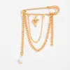 Broche de Design Irregular com Pedras Trituradas Estilo Transfronteiriço Europeu e Americano Corrente Ins Franja Estilo Minimalista Pino Acessório de Roupa