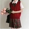 Chaleco sin mangas con cuello en V, uniforme JK, chaleco básico de punto, suéter, estilo universitario para mujer
