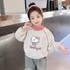 Sudadera con forro polar para niña, nuevo estilo 2025, cálida y elegante, top base engrosado Maillard para otoño e invierno para niñas