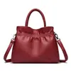 Cross-Border Women's Bags, Fashionable and High-End Pleated Handbags, Large-Capacity, Elegant Handbags for Middle-Aged Ladies, Shoulder Bags