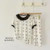 Coelho de Pão 2026 Primavera/Verão Novo Lyocell Classe A Conjunto de Roupa de Casa Infantil com Renda Gola Redonda Roupa de Ar Condicionado para Meninas
