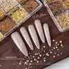 Decoraciones para Uñas con Lentejuelas de Estrella Color Café Otoño/Invierno 12 Compartimentos Mixtos Lentejuela para Uñas con Patrón de Pentagrama Maillard Puntos