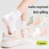 [Novo Produto] Meias de Verão Ultra Finas para Meninas com Renda, Malha Respirável, Cor Sólida Simples, Meias Esportivas de Cano Médio para Estudantes