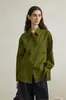 Camisa Holgada Verde 100% Lino Chalamon [Redemption] para Mujer, Adecuada para Primavera y Otoño, Se Puede Usar como Capa Interior o Exterior, Camisa de Manga Larga